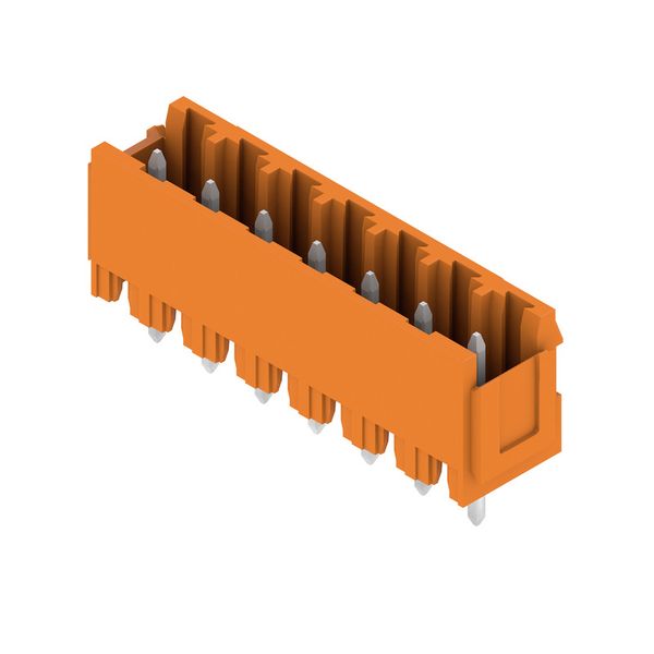 PCB plug-in connector, male header, Dovetails for fixing blocks, THT solder connection, 5.08 mm, Number of poles: 7, 180°, Solder pin length (l): 4.5 mm, tinned, orange, Box image 3