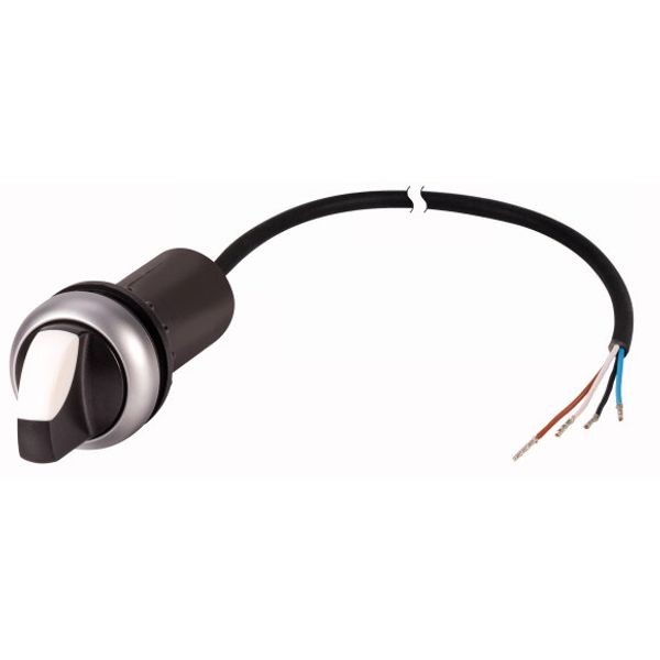 C22-WK3-K20-P62 Changeover switch, With thumb-grip, momentary, 2 N/O, Cable (black) with non-terminated end, 4 pole, 1 m, 3 positions, Bezel: titanium image 1