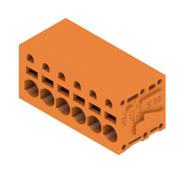Printed circuit board terminals, 5.08 mm, Number of poles: 6, 90°, Solder pin length (l): 3.5 mm, tinned, orange, PUSH IN without actuator, Clamping range, max. : 2.5 mm², Box image 2