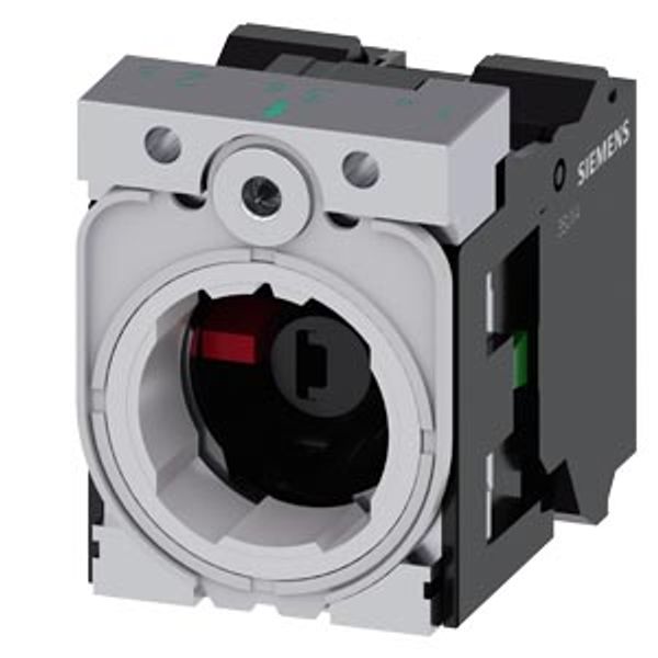 Holder for 3 modules, metal, 1 NO, 1 NC, LED module, red, 24 V AC/DC image 1