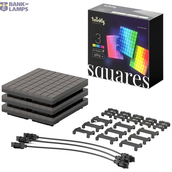 3 Square Blocks extensions, 64 RGB Pixels, 16x16 cm, Black, IP20, Plug F image 2