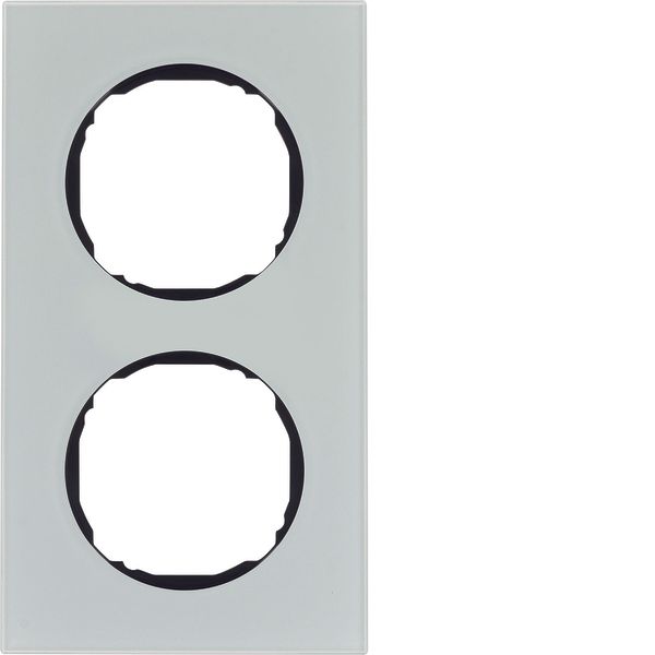 Frame 2gang, flat, R.8, glass polar white image 1