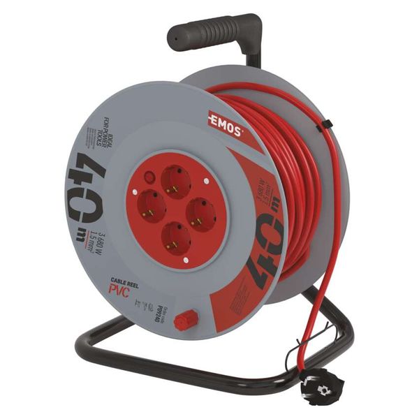 PVC Extension Cord Reel– 4 sockets, 40m, 1,5mm2 SCHUKO image 1