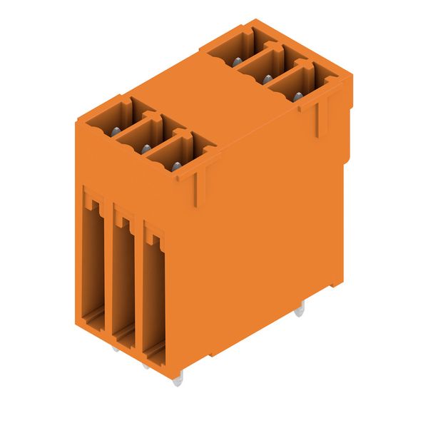 PCB plug-in connector, male header, closed side, THT solder connection, 3.81 mm, Number of poles: 6, 180°, Solder pin length (l): 3.2 mm, tinned, orange, Box image 3