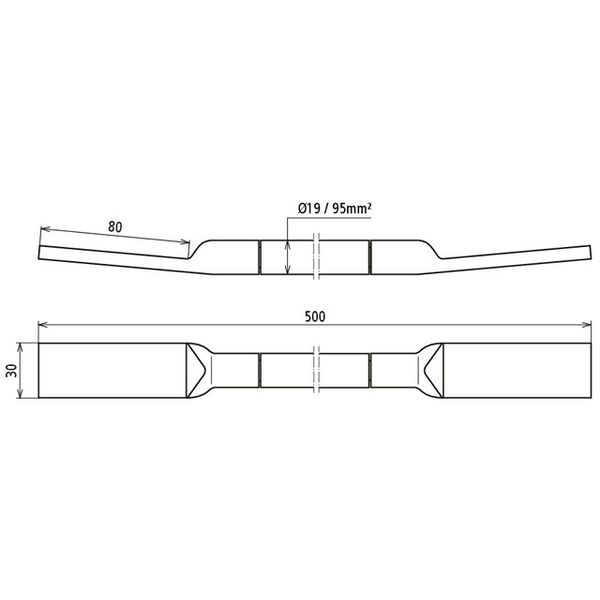 Copper cable earthing bridge H07V-K, lug on both ends 80X30mm L 500mm image 2