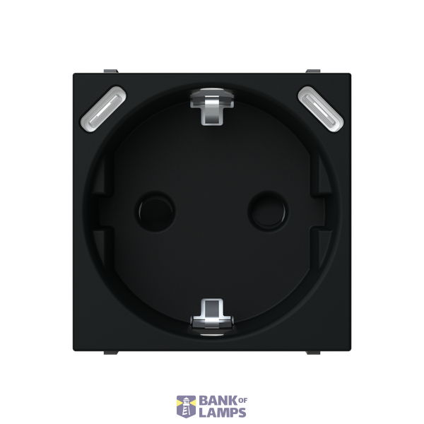Socket outlet Schuko with USB C+C 15 W charger- 2M - Matt Black image 1