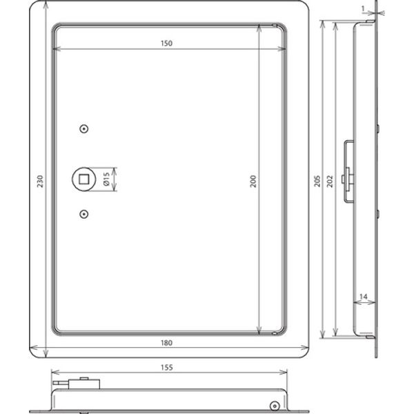 Inspection door St/tZn with square spanner 230x180mm image 2
