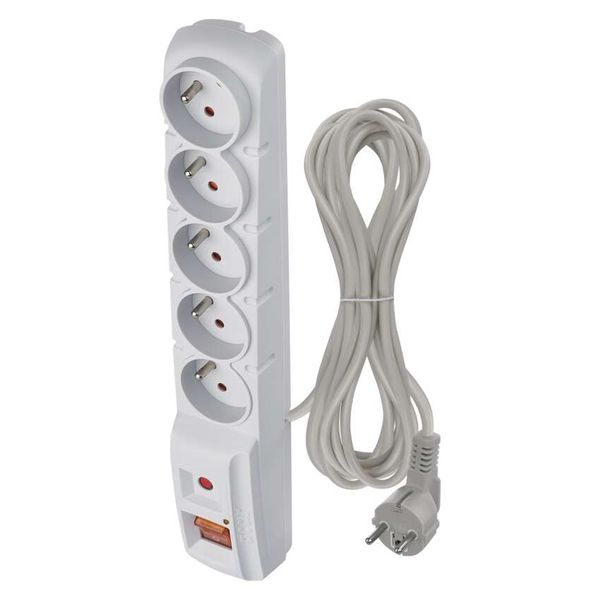 Surge Protector – 5 sockets, 5m, grey image 1