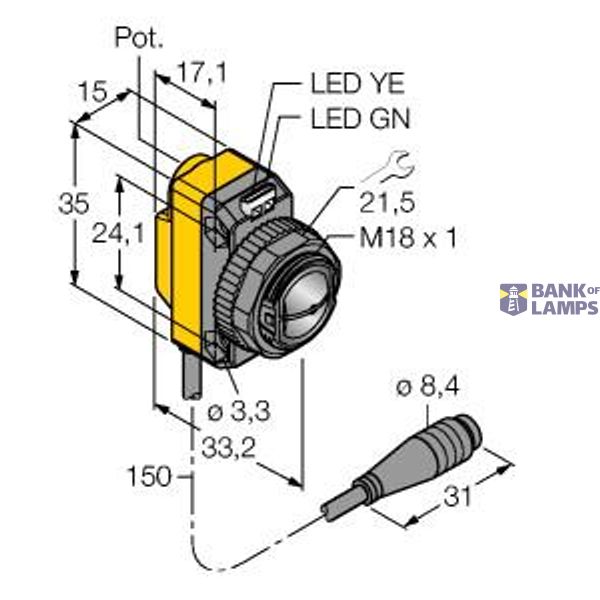 Photoelectric Sensor Convergent Mode Sensor   QS18VN6CV45Q image 1