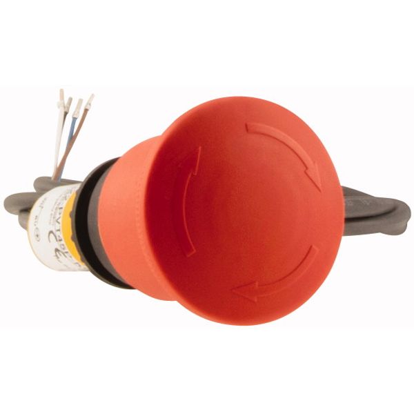 C22-PVT45P-K11-P62 Emergency stop/emergency switching off pushbutton, Palm-tree shape, 45 mm, Turn-to-release function, 1 NC, 1 N/O, Cable (black) with non-terminated en image 4