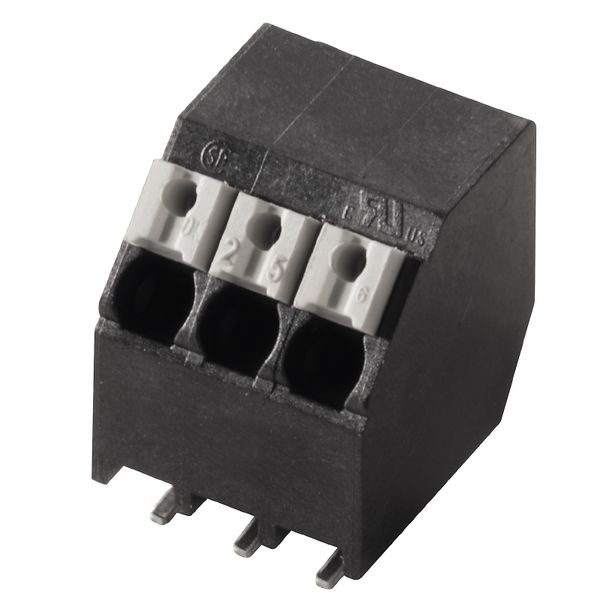 Printed circuit board terminals, 3.50 mm, Number of poles: 3, 135°, black, PUSH IN with actuator, Clamping range, max. : 1.5 mm², Tape image 1