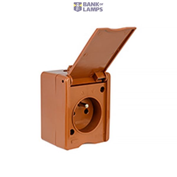 VG-1Z Żuk Single Socket 2P+Z surface mounted IP44 brown VG 261-02 image 1