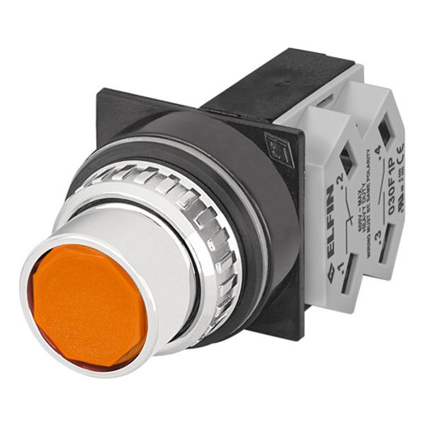 Push-button with full guard, orange, N.O.+N.C. image 1
