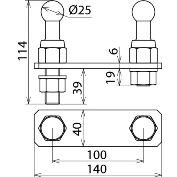 Earth connection plate for towers with two fixed ball points D 25mm DB image 2