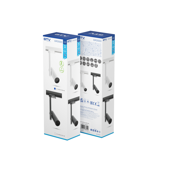 Track luminaire 1-phase GROSSO, GU10 Bulb, max. 20 W, AC220-240V, IP20, round, white image 3