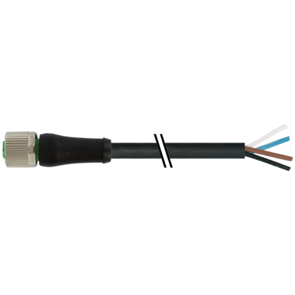 M12 Power female 0° T-cod. with cable PUR 2x1.5 bk UL/CSA+drag ch. 15m image 1