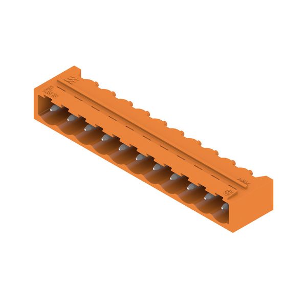 PCB plug-in connector, male header, closed side, THT solder connection, 5.08 mm, Number of poles: 11, 90°, Solder pin length (l): 3.2 mm, tinned, orange, Box image 2