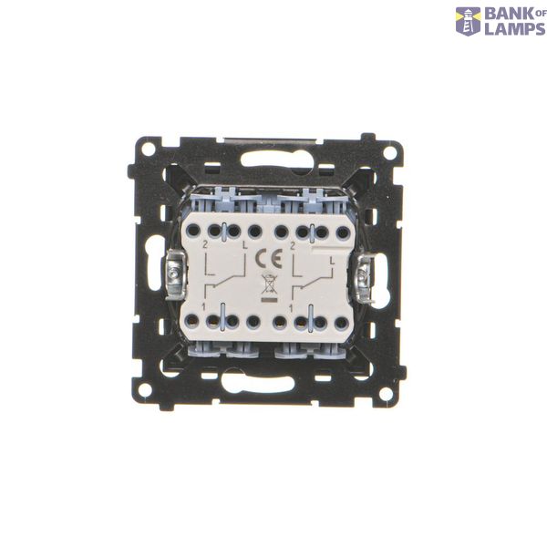 Double intermediate switch illuminated, (module), Simon 24, IP20, 10AX, black matt image 1