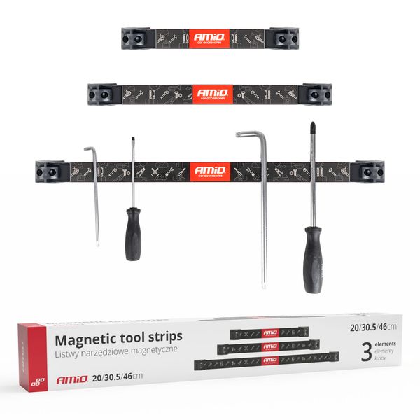 Magnetic Strips Tool Holders Set 1x20cm 1x30,5cm 1x46cm AMIO-04263 image 1