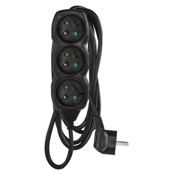 Power Strip 3m, 3 sockets black image 1