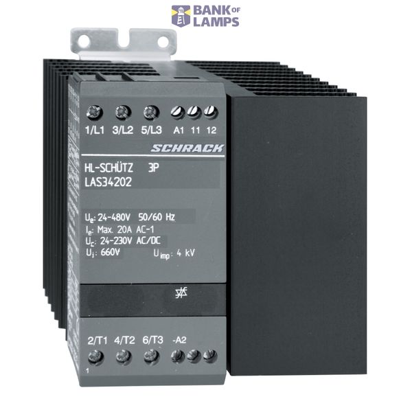 Solid state contactor 3-polig 20A/24-480VAC, 24-230VAC/DC image 1