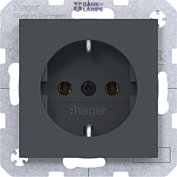 SCHUKO wall socket, screw lift terminals, A.x/C.x, anthracite image 1