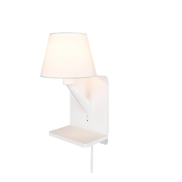 Comfort wall lamp E14 matt white with charging station image 1