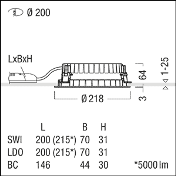 PANOS R R200 3k-830 SWI L FAL WH - LED ceiling-recessed luminaire image 3