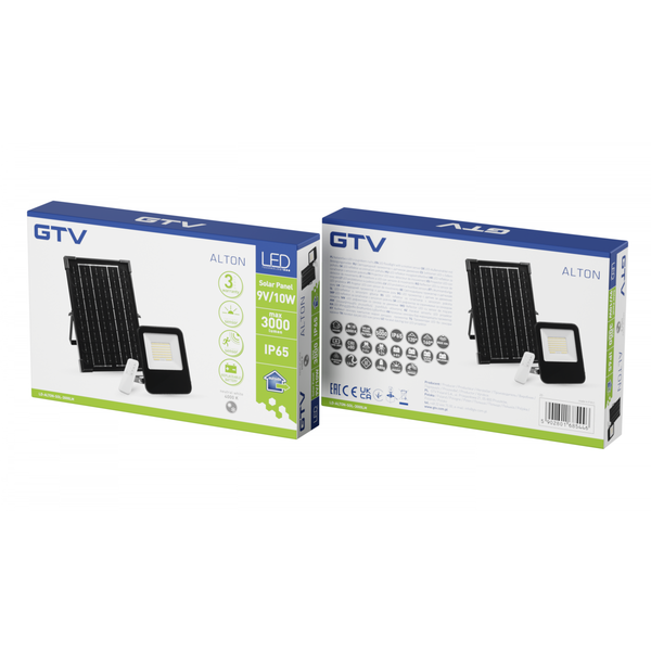 Solar floodlight with motion sensor ALTON, LED, 3000lm, 4000K, 6000mAh replaceable, IP65, remote control image 1