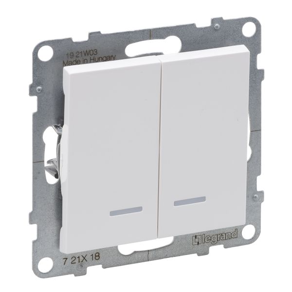 2-GANG TWO-WAY SWITCH ILLUMINATED 10AX AUTOMATIC TERMINALS WHITE image 1