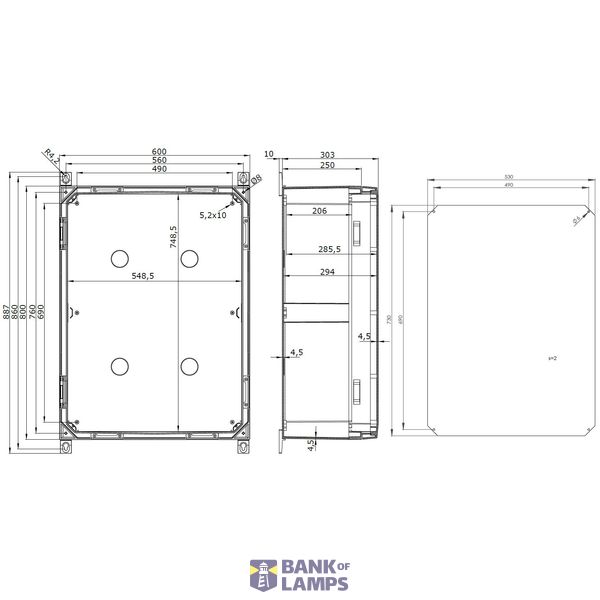 Polycarbonate enclosure, 800x600x300mm, fitted with Mounting plate image 6