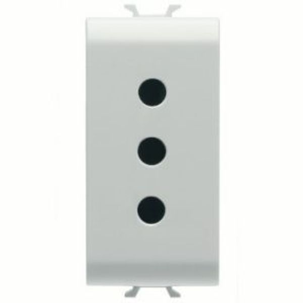 ITALIAN STANDARD SOCKET-OUTLET 250V ac - 2P+E 10A - P11 - 1 MODULE - GLOSSY WHITE - ANTIBACTERIAL - CHORUSMART image 1