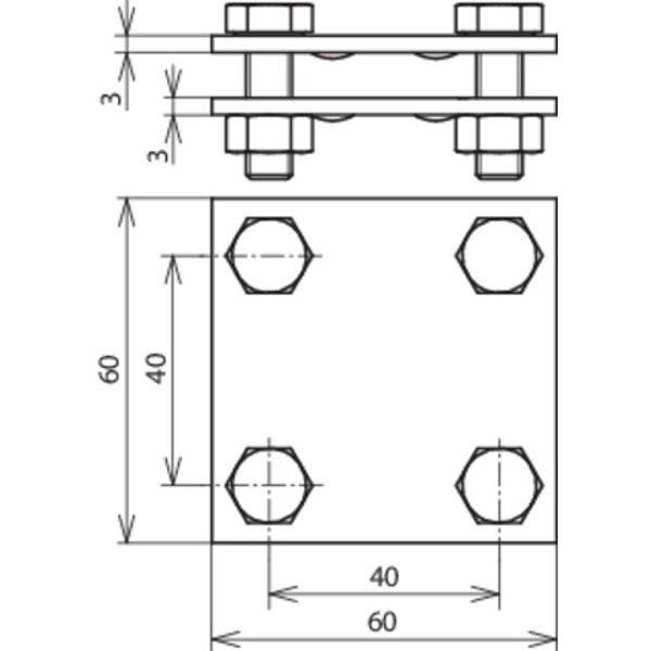 Cross unit St/tZn f. Fl 30/30mm without intermediate plate image 2