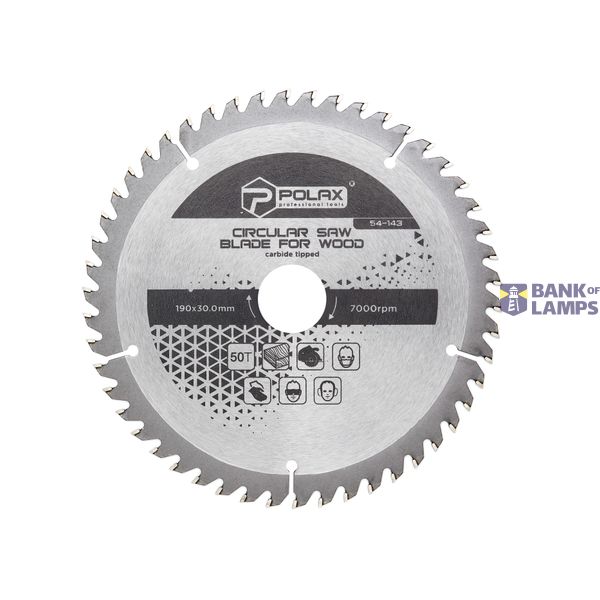 Circular saw blade for wood, carbide tipped 190x30.0/25.4, 50Т image 1