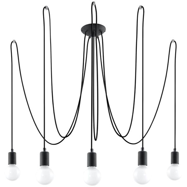 EDISON CHANDELIER 5 BLACK E27 5X60W IP20 image 1