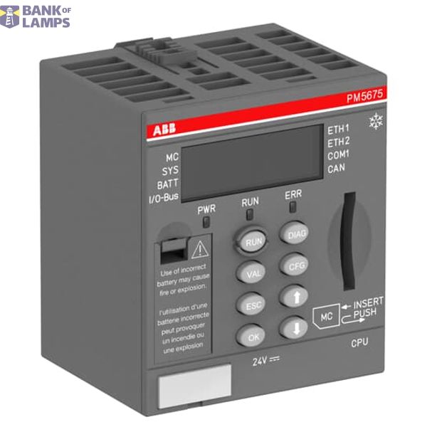 PM5675-2ETH-XC: AC500, program control, 160 MB, 24VDC, 2xETHERNET, 1xRS232/485, CAN, memory. image 1