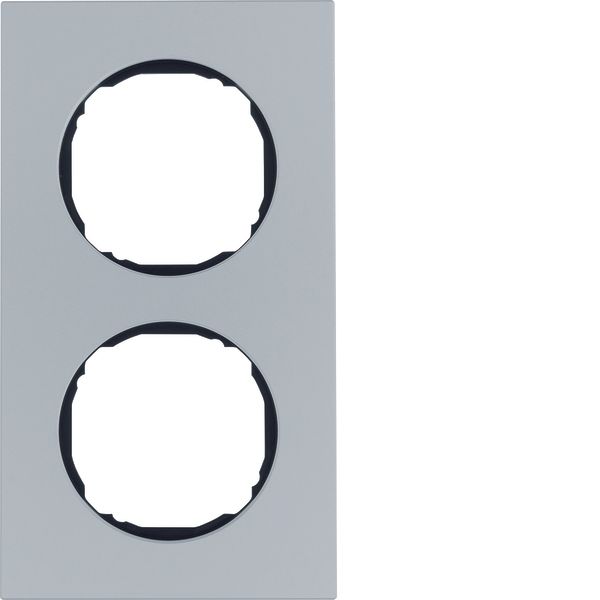 Frame 2gang, flat, R.8, aluminium image 1
