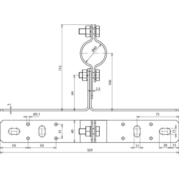Mounting bracket StSt with cleat f. pipes D 40mm for DEHNiso-Combi image 2