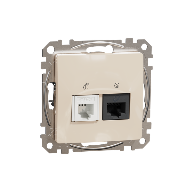 DATA CAT 6 UTP + Telephone outlet, Sedna Design & Elements, Beige image 5