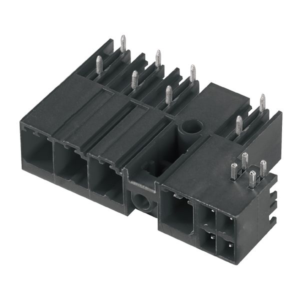PCB plug-in connector, male header, closed side, Middle flange, THT/THR solder connection, 7.62 mm, Number of poles: 5, 270°, Solder pin length (l): 2.6 mm, tinned, black, Box image 2