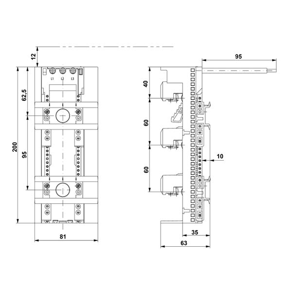 Busbar- adapter 63A 81mm 2 RAIL.S (The price is shown without markup on metals. Request a quote for accurate information) image 3