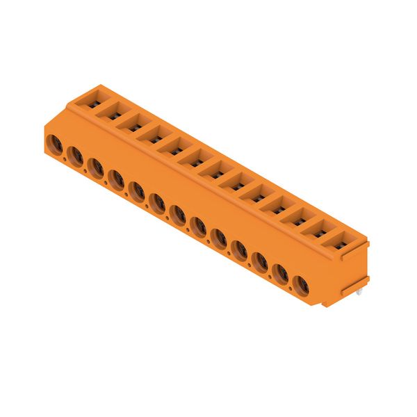 Printed circuit board terminals, 5.00 mm, Number of poles: 13, 180°, Solder pin length (l): 3.5 mm, tinned, orange, Clamping yoke connection, Clamping range, max. : 2.5 mm², Box image 2