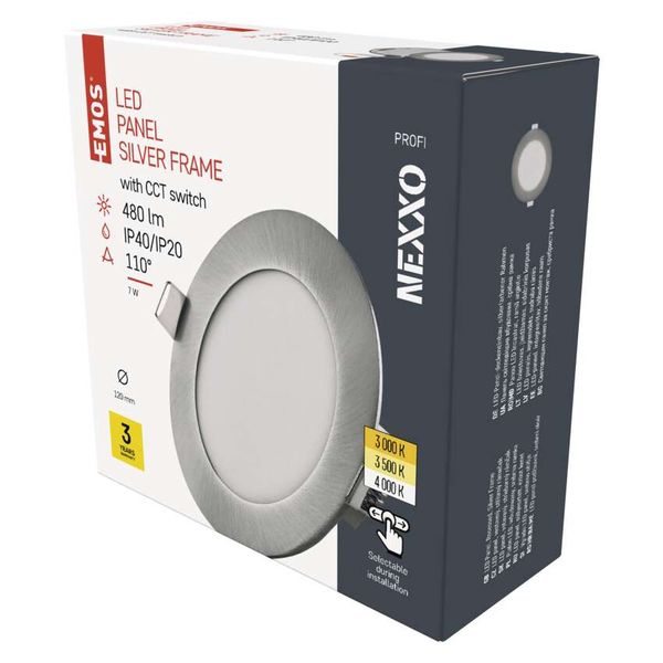 LED recessed luminaire NEXXO, round, silver, 7W, with change CCT image 1