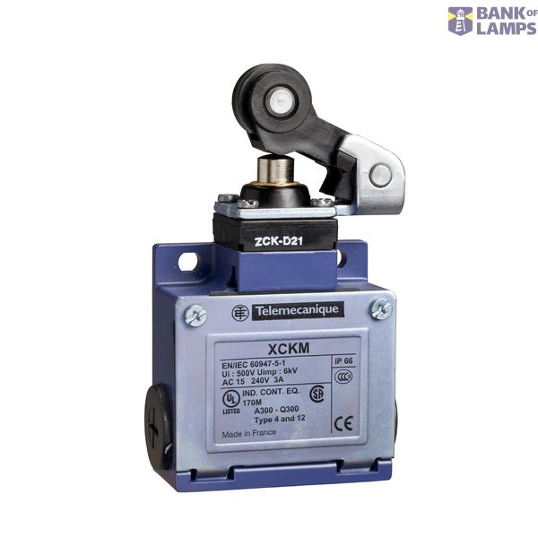 LIMIT SWITCH METAL 2NC AND NO HEAD 180° PLASTIC ROLLER LEVER ISO M20 ( image 2