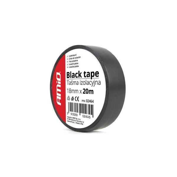 Black tape 18mm x 20m (1 pcs) AMIO-02464 image 1
