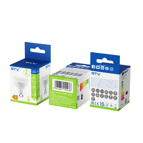 LED LIGHT SOURCE, A-G, SMD 2835, 3000K, GU10, 5,6W, AC180-250V, 50-60Hz, 120°, 410lm, 49mA image 2