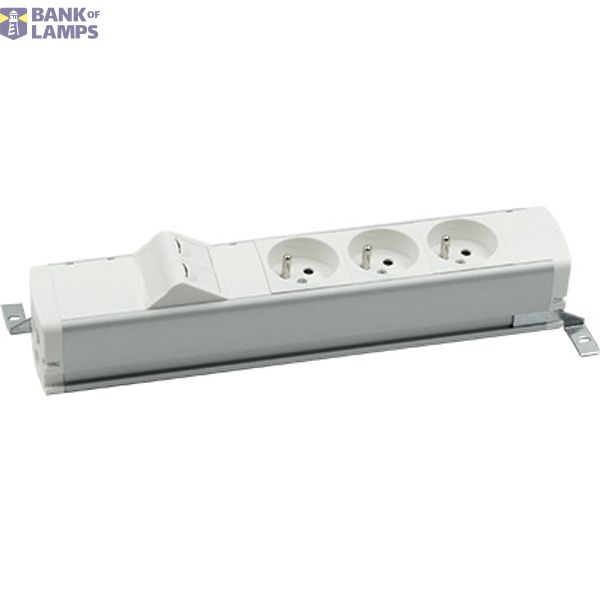 Standard power strip set: 3x250V type E + 2xRJ45 plate with Keystone mounting, Wieland quick connector; aluminum white image 1