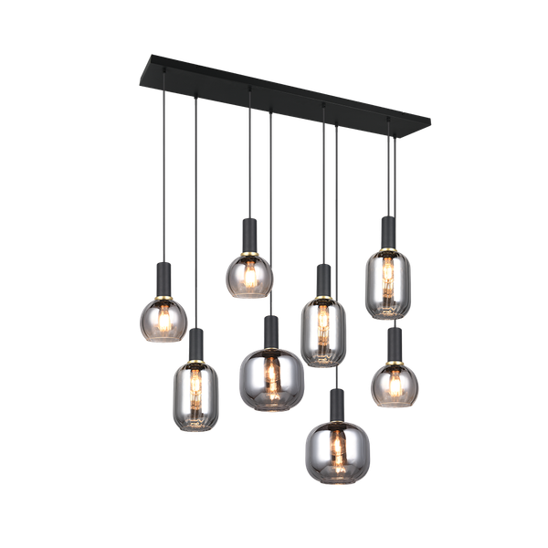 Diva pendant 8-pc E27 matt black/chrome plated image 1