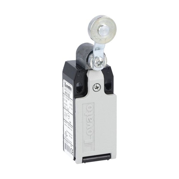 Limit switch, K series, roller lever plunger, 1 bottom cable entry. Dimensions to EN 50047, metal body, contacts 2NO slow action. Metal roller image 1
