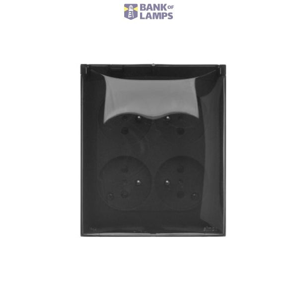 Quadruple socket outlet with earthing - and shutters - IP44 version - transparent flap, 16A, Screw, black matt image 1
